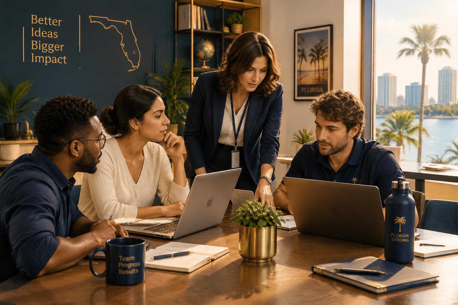 Team collaborating around a table